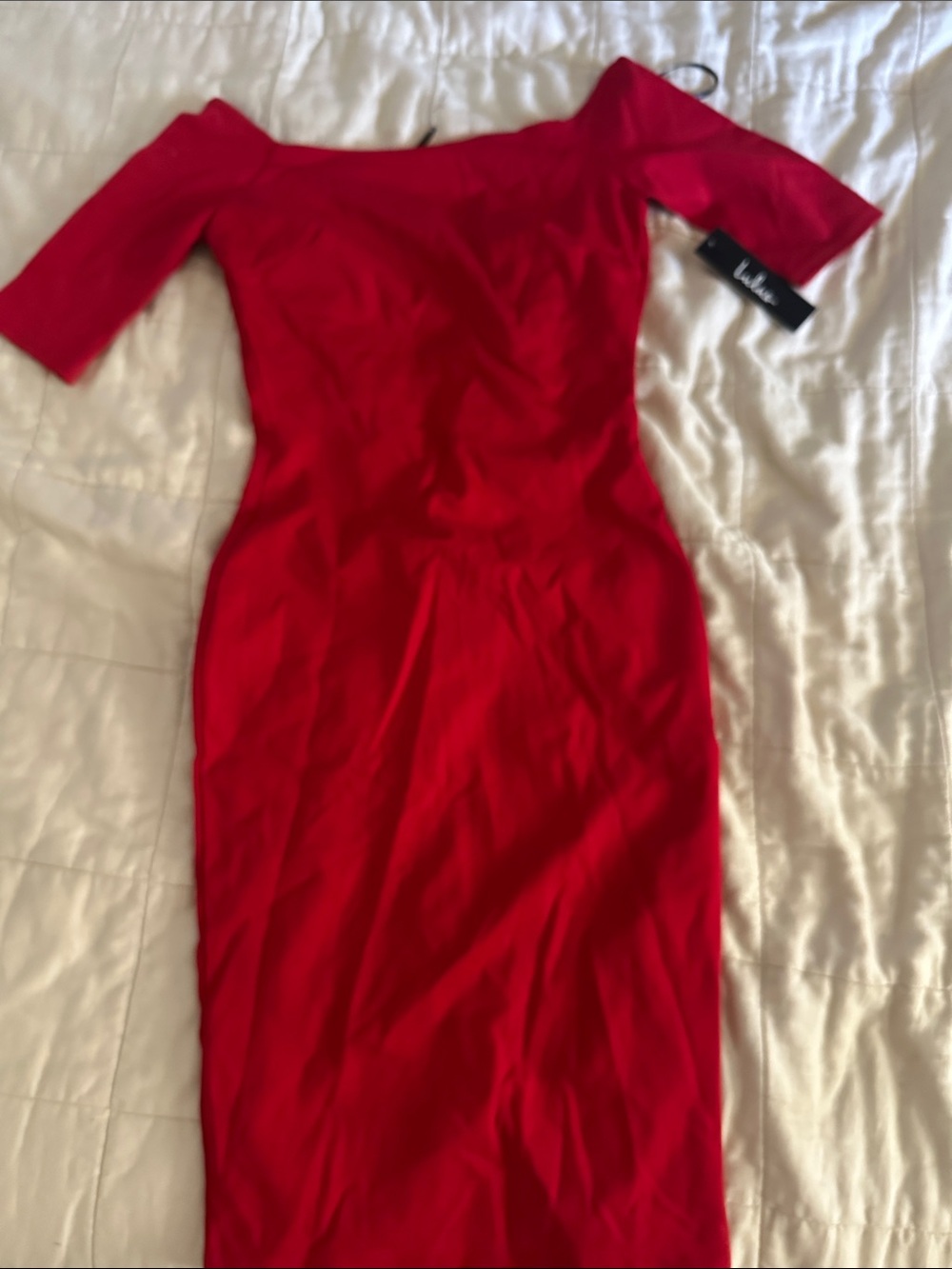 Lulu's Red boat neck bodycon dress